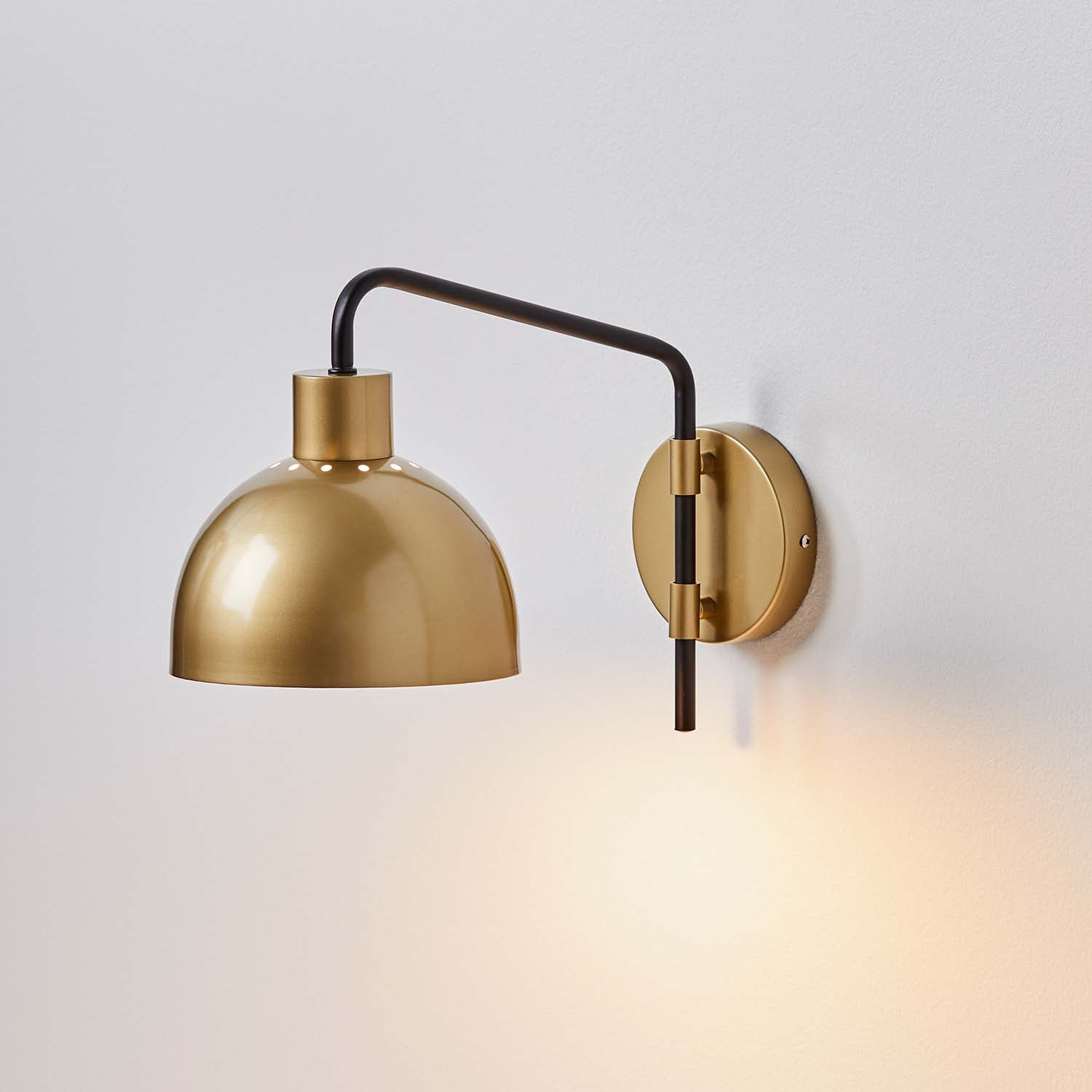 Better Homes & Gardens Wall Light Sconce, Burnished Brass and Matte Black Finish