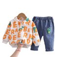 thumbnail image 3 of Esaierr Kids Baby 2PCS Fall Winter Clothes Toddler Casual Alphabet Cartoon Lapel Sweatshirt Top and Pants Trousers Infant 2Pcs Spring Fall Outfits for 5M-5Y, 3 of 7