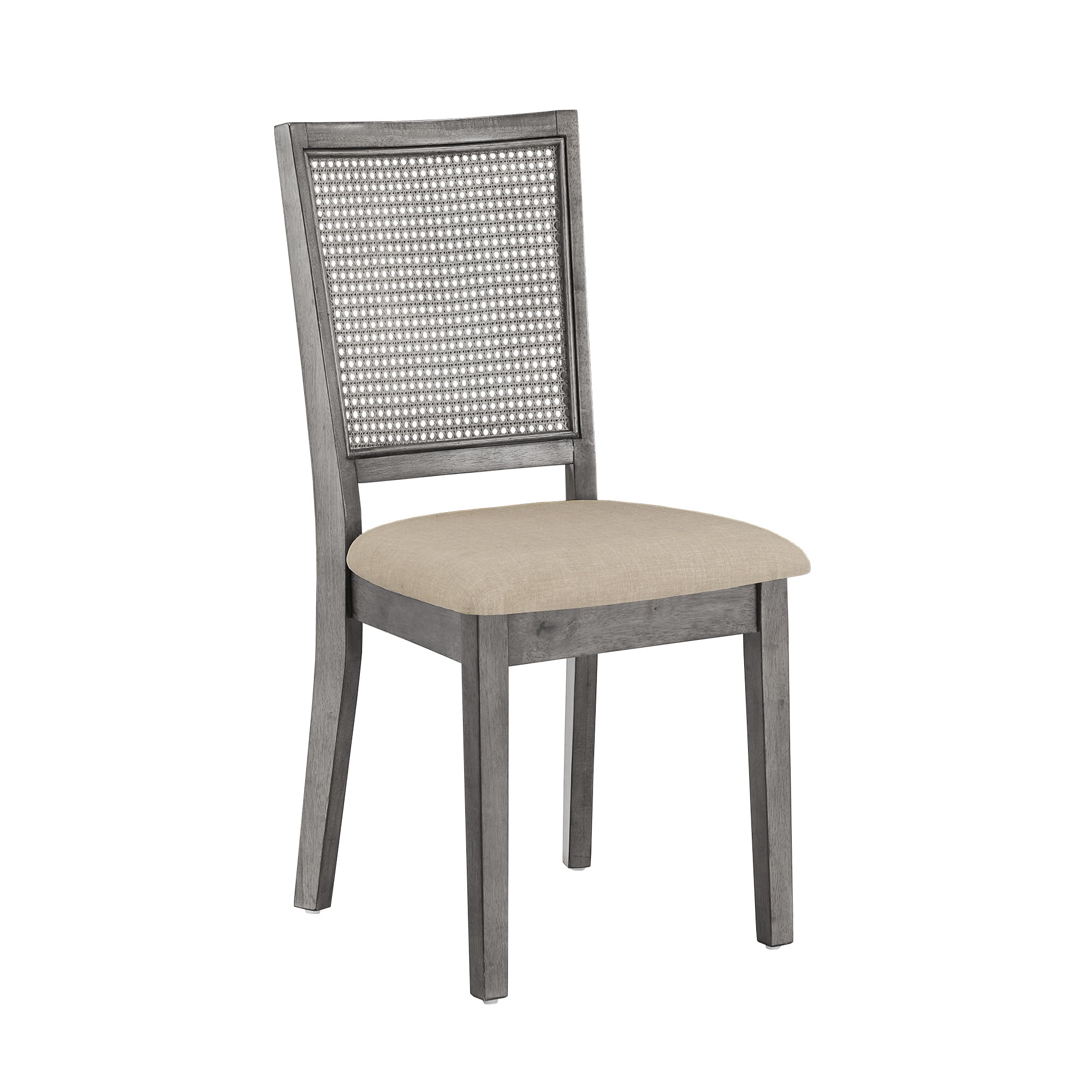 Weston Home Farmhouse Rattan Back Dining Side Chairs, Antique Grey (Set of 2)