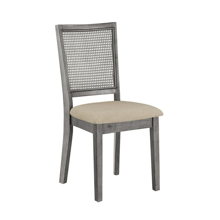 Weston Home Farmhouse Rattan Back Beige Sear Wood Dining Chairs