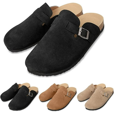 

OSLEI Suede Clogs for Women Men， Unisex Slip-on Potato Shoes Footbed Cork Clogs and Mules