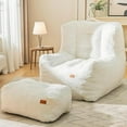 thumbnail image 5 of Giant Bean Bag Chair for Adults and Kids with Ottoman, High-Density Big Bean Bag Sofa, Cozy Fluffy Lazy Floor Sofa Comfy Couch for Bedroom, Reading Chair for Living Room, 5 of 7