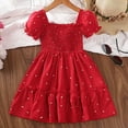 thumbnail image 2 of vdgthytj Toddler Baby Girls Dress Ruffle Puff Sleeve Square Neck Smocked A-Line Princess Party Dress Summer Outfits, 2 of 9