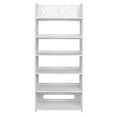 thumbnail image 4 of IVV 6-Tier White Hollow Carved Shoe Rack - Wood-Plastic Board Shoe Storage Organizer Cabinet - Freestanding Space Saving Boots Display Holder - Narrow Entryway and Outdoor Shoe Rack Tower, 4 of 9
