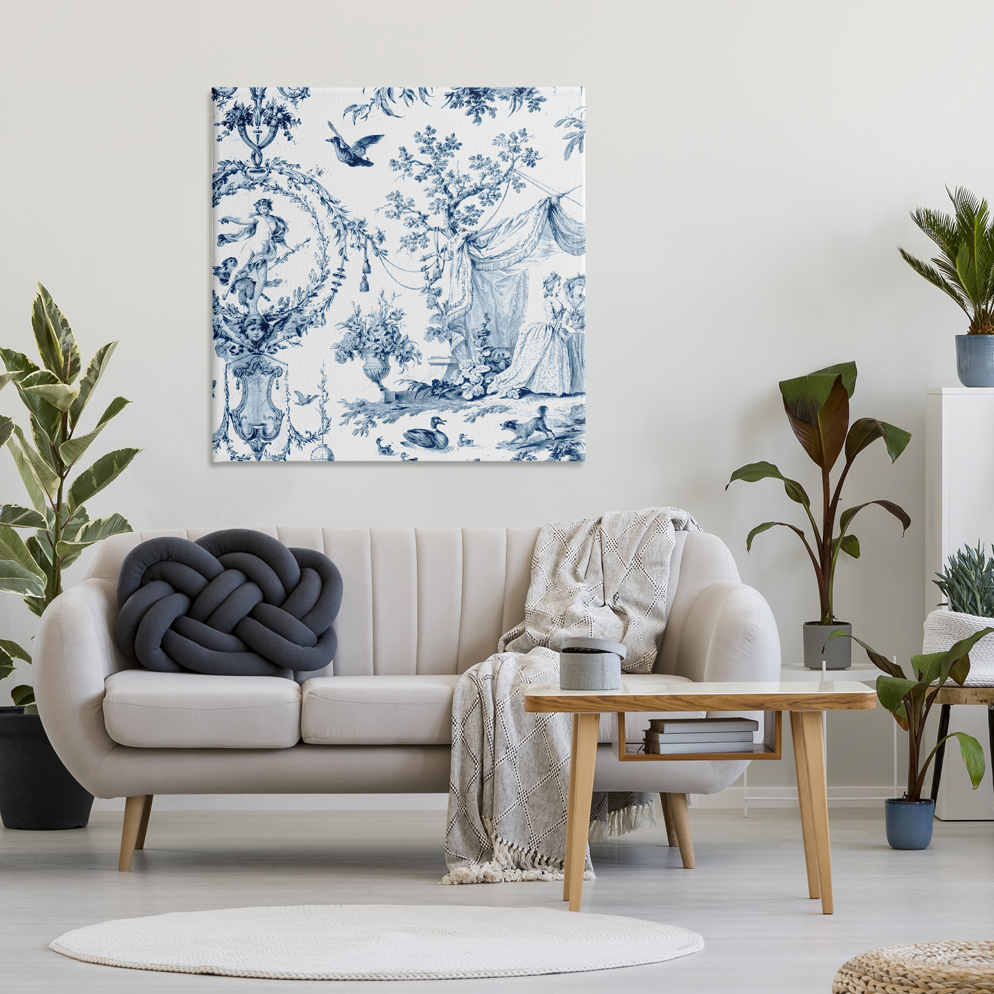 Classic Toile Scene Canvas Wall Art, design by Vintage Hustle