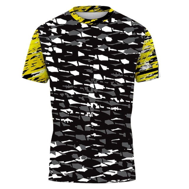 T-Shirt Mode Été pour Hommes Course en Plein Air Entraînement Physique Sports Séchage Rapide Manches Courtes Col Rond Ample Neutre Imprimé