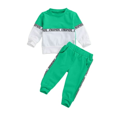 

Toddler Baby Girl Boy Clothes Sets Long Sleeve Sweatshirt Tops Elastic Waist Pants 2Pcs Fall Outfit Set