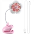 thumbnail image 3 of Ventilador de Clip Recargable por USB con Diseño de Flores, Rotación de 360° y Luces LED, Ideal para Cochecito de , Camping, Color Rosa., 3 of 9