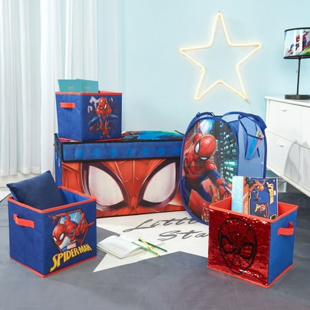 Spider-Man Storage Set (Trunk, 2 pack cubes, Sequin Cube and Hamper)