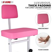 5 Core Piano Bench 3 Padded Cushioned Stool w Backrest Heavy Duty Musician Chair Height Adjustable