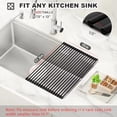 thumbnail image 2 of Roll Up Dish Drying Rack Silicone Wrapped Over The Sink Dish Drying Rack Multipurpose Foldable Sink Drying Mat Anti-Slip & Anti-Rust Dish Rack for Kitchen, 17.5" x 13", Black, 2 of 9