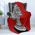 thumbnail image 4 of African Soft Flannel Fleece Throw Blanket, Hand Drawn Ethno Cultural Themed Portrait Complex, Cozy Plush for Indoor and Outdoor Use, 50" x 70", Ruby Black White, by Ambesonne, 4 of 5