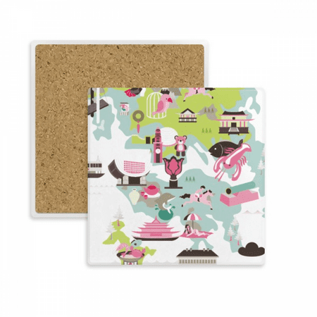 

Hong Kong Map Famous China Square Coaster Cup Mat Mug Subplate Holder Insulation Stone