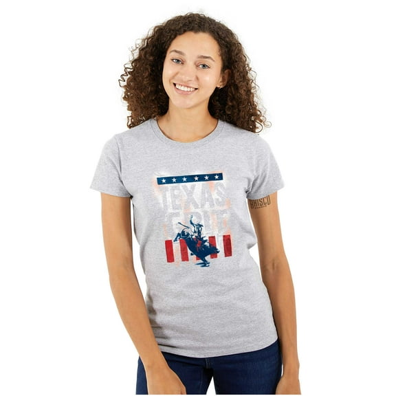 Texas Grit Stencil Aesthetic TX Rodeo Womens Slim Fit Graphic Tee Brisco Brands S