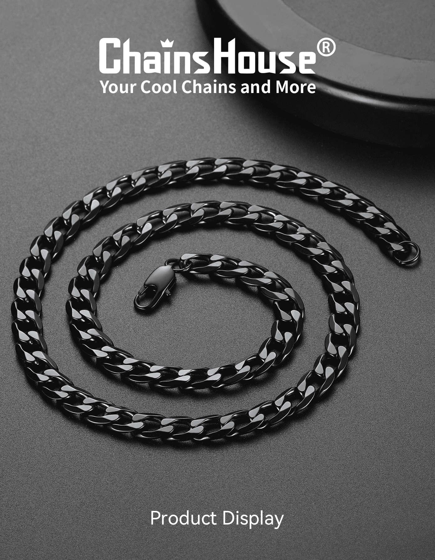 ChainsHouse Mens Necklaces Cuban Link Chain Black Necklace for Men Stainless Steel 9mm Chunky Chains Hiphop Men Jewelry Gift, 30 inches