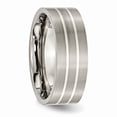 thumbnail image 4 of Two-Tone Titanium Ring Band Wedding Sterling Silver Flat, 4 of 6