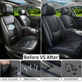 thumbnail image 3 of Car Seat Covers Full Set for Toyota Tundra 2008-2025,Breathable Nappa Leather Luxury Automotive Interior Accessories with Lumbar Support Blackblue, 3 of 5