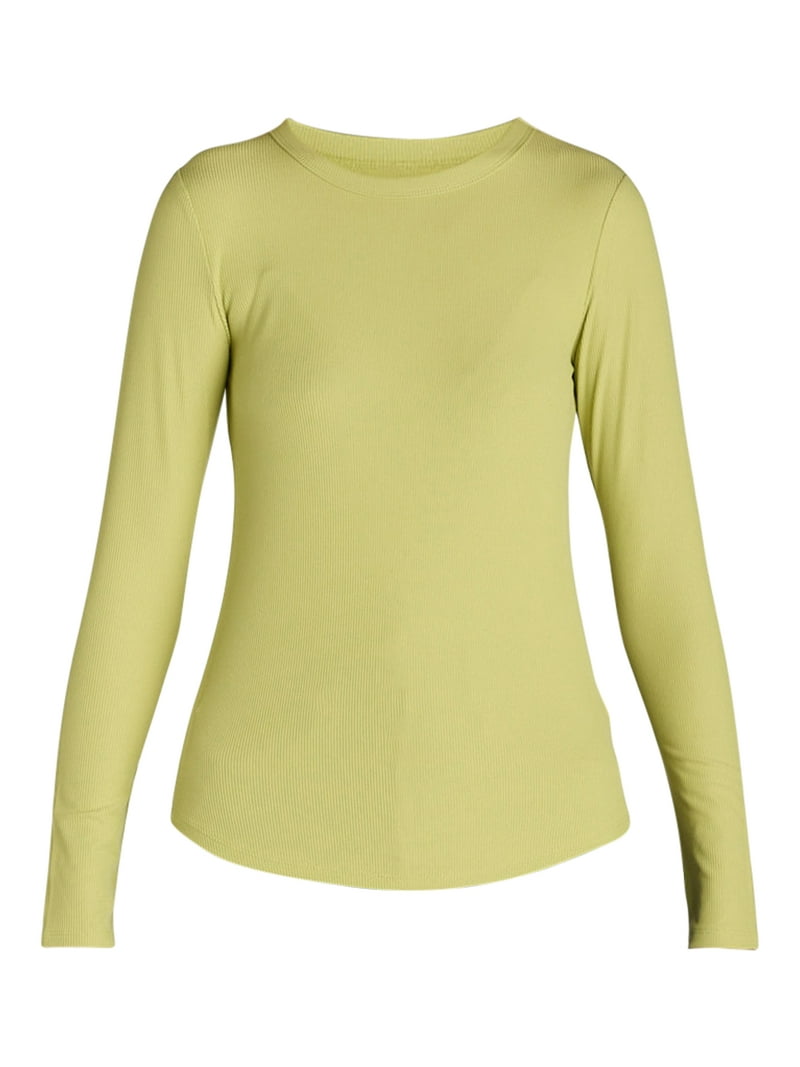 No Boundaries Ribbed Crewneck Long Sleeve T-Shirt for Women 1 or 2