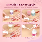 Saviland Dip Powder Liquid Set with Dip Powder Activator, Base and Top Coat, Brush Saver and Nail File