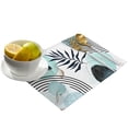 thumbnail image 2 of Placemat Bohemian Teal Leaves Kitchen Dining Table r Accessories 4/6pcs Heat Resistant Linen Tableware Pads Mats, 2 of 6