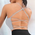 thumbnail image 2 of Women Summer Tops Women's Sports Bra Padded Crossback Bustier Without Underwire Spaghetti Straps Fitness Bra Push Up Stretch Longline Sports Top Top Compression Shirt Woman Supportive Tube GY1 One, 2 of 6
