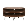 thumbnail image 3 of Fan Shape Reclaimed Wood Corner Media Table for Living Room Wise Use Your Space, 3 of 5
