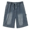 thumbnail image 5 of Cathalem Denim Shorts for Men Distressed Straight Fit Denim Shorts,Blue XXL, 5 of 5