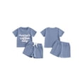 thumbnail image 2 of BemeyourBBs Toddler Baby Boys Mothers Day Outfit Summer Clothes Mama's Little Man Embroidery Letters Waffle Knit Short Sleeve T-Shirt and Pocket Shorts Toddler Boy Summer 2 Piece Outfits, 2 of 9