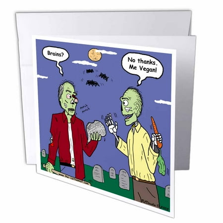 3dRose Halloween - Zombie Vegans, Greeting Cards, 6 x 6 inches, set of 12