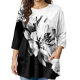 thumbnail image 2 of MLQIDK Plus Size Tops for Women 4x-5x Sexy 3/4 Sleeve Blouses Floral Graphic Tees V Neck Shirts Large Casual Tunics Blouses Black 2XL, 2 of 6
