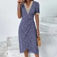 thumbnail image 1 of Vestidos De Playa De Verano Estampado floral Casual Midi Vestidos Manga corta Damas Traje diario (Azul marino XXL) Ygjytge para Mujer Azul marino T S, 1 of 6