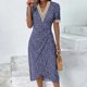 thumbnail image 1 of Vestidos De Playa De Verano Estampado floral Casual Midi Vestidos Manga corta Damas Traje diario (Azul marino XXL) Cgtredaw Para estrenar, 1 of 7