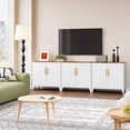 thumbnail image 2 of MorandiMal White Storage Cabinet with Doors and Shelves,30 inch Small Pantry Cabinet Sideboard with Leg,Accent Cabinets with Storage,Side Floor Cabinets for Home,Kitchen,Coffee Bar,Dining/Living Room, 2 of 8