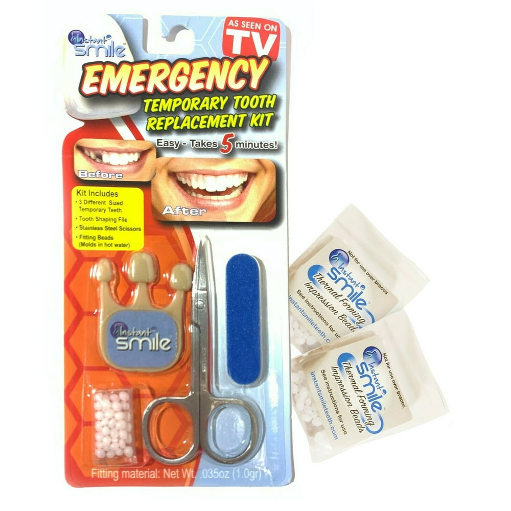 Instant Smile Emergency Temporary Tooth Replacement Kit, w/ 2 Fitting
