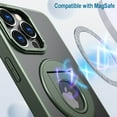thumbnail image 2 of Detck Invisible Stand Magnetic Case for iPhone 12 Pro Max, Compatible with MagSafe, Military Grade Shockproof Translucent Matte Scratchproof Magnetic Stand Kickstand Ring Holder Case,Green, 2 of 6