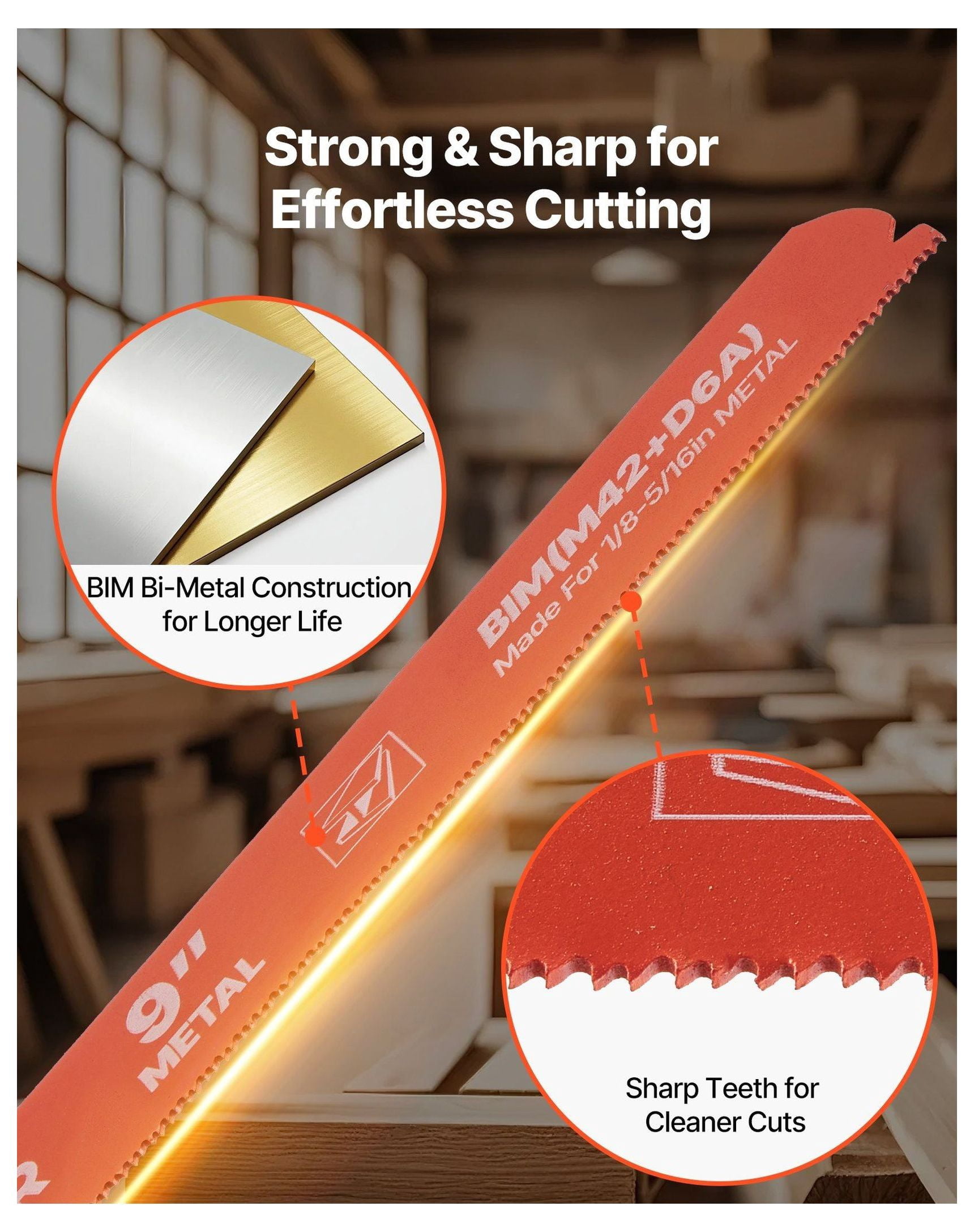 Reciprocating Saw Blades, 25 Pack, 14/18 TPI Bi-Metal Reciprocating Saw Blade Set with Universal Shank, Sharp Teeth for Fast and Smooth Cuts, for Cutting 1/8-5/16 inch Medium Metals, Orange