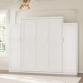 thumbnail image 7 of Full Size Murphy Cabinet Bed, Full Murphy Bed with Wardrobe and Storage Shelf, Hideaway Bed Frame Foldable Platform Beds Frame for Apartment, No Spring Box Needed, Space Saving, White, 7 of 7