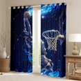 thumbnail image 2 of Basketball Curtains,Ball Sports Themed 30%-50% Blackout Curtains Bedroom,Galaxy Basketball Player Print Window Curtains & Drapes,Basketball Game Window Treatments,(52Wx63L), 2 of 5