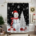 thumbnail image 7 of Shower Curtain 72"W x 84"L Snowman Christmas Tree Winter Snowflake Black Fabric Shower Curtains Set with Hooks Water Repellent Bathroom Curtains Machine Washable Bathroom Accessories, 7 of 7