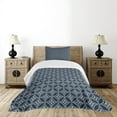 thumbnail image 4 of Ambesonne Geometric Quilted Bedspread Set 2 Pcs, Japanese Lotus Circle, Twin Size, Dark Blue Cream, 4 of 5