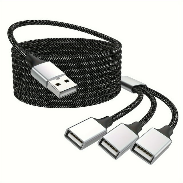 MesaSe 4FT Long USB Splitter Cable - High-Speed Power Extender with 1 to 3 Female Ports - Durable Adapter for Webcam Camera Phone Hub Mouse Keyboard Printer Headset Xbox - Univers