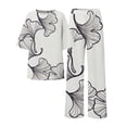 thumbnail image 4 of Jxximdong Pajamas for Women Set Summer Cotton Linen T Shirts Straight Leg Pant Plus Size 2 Piece Set White Loungewear XXXXL, 4 of 5