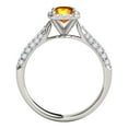 thumbnail image 4 of Engagement Rings for Women 3.46 Carat Diamond and Emerald Shaped Citrine Ring pave 10K White Gold, 4 of 5