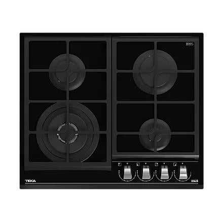 Parrilla de gas de 60 cm (24 pulgadas) Teka GZC 64320 XBB para empotrar de 4 quemadores en cristal cerámico negro