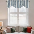 thumbnail image 3 of Boho Blue Tie Up Valances Curtain, Adjustable Kitchen Stripes Abstract Geometric Texture Valances for Windows Decor, Rod Pocket Short Curtains Set for Bedroom/Bathroom, 54"x18", 3 of 9