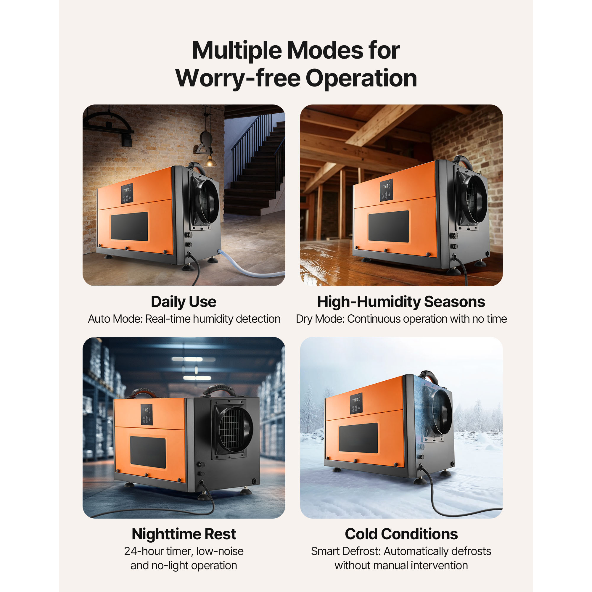 KFFKFF 156 Pints Commercial Dehumidifier with Drain Hose, Portable Industrial Dehumidifier for Basements and Storage Rooms, Auto Defrost and Continuous Drainage, Durable Steel Construction