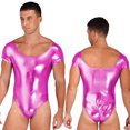 thumbnail image 3 of Body de una pieza para hombre, lencería brillante de charol, mono de manga larga, Monokini ceñido al cuerpo, leotardo gimnástico, Ropa de baile, 3 of 5