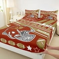 thumbnail image 3 of Feelyou Est Football Sleep Bed Sheets, Maroon Brown Athlete Helmet King Sheets, Teens Kids Boys Girls Sheet Set, Lightweight Room Decor, 4 Pieces, 3 of 7