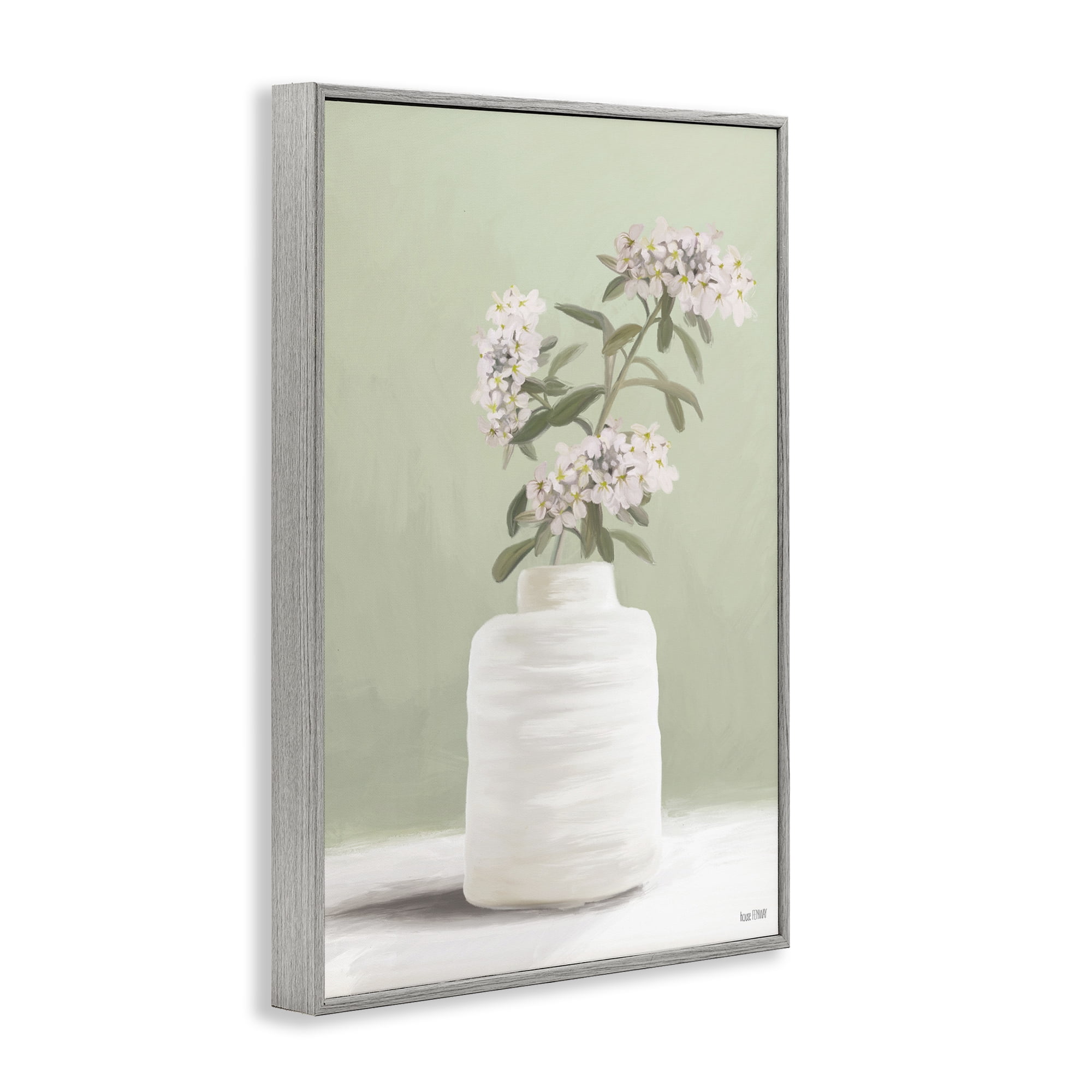 Stupell Industries Simple Herb Vase Botanical & Floral Painting Gray Framed Art Print Wall Art, 16 x 24