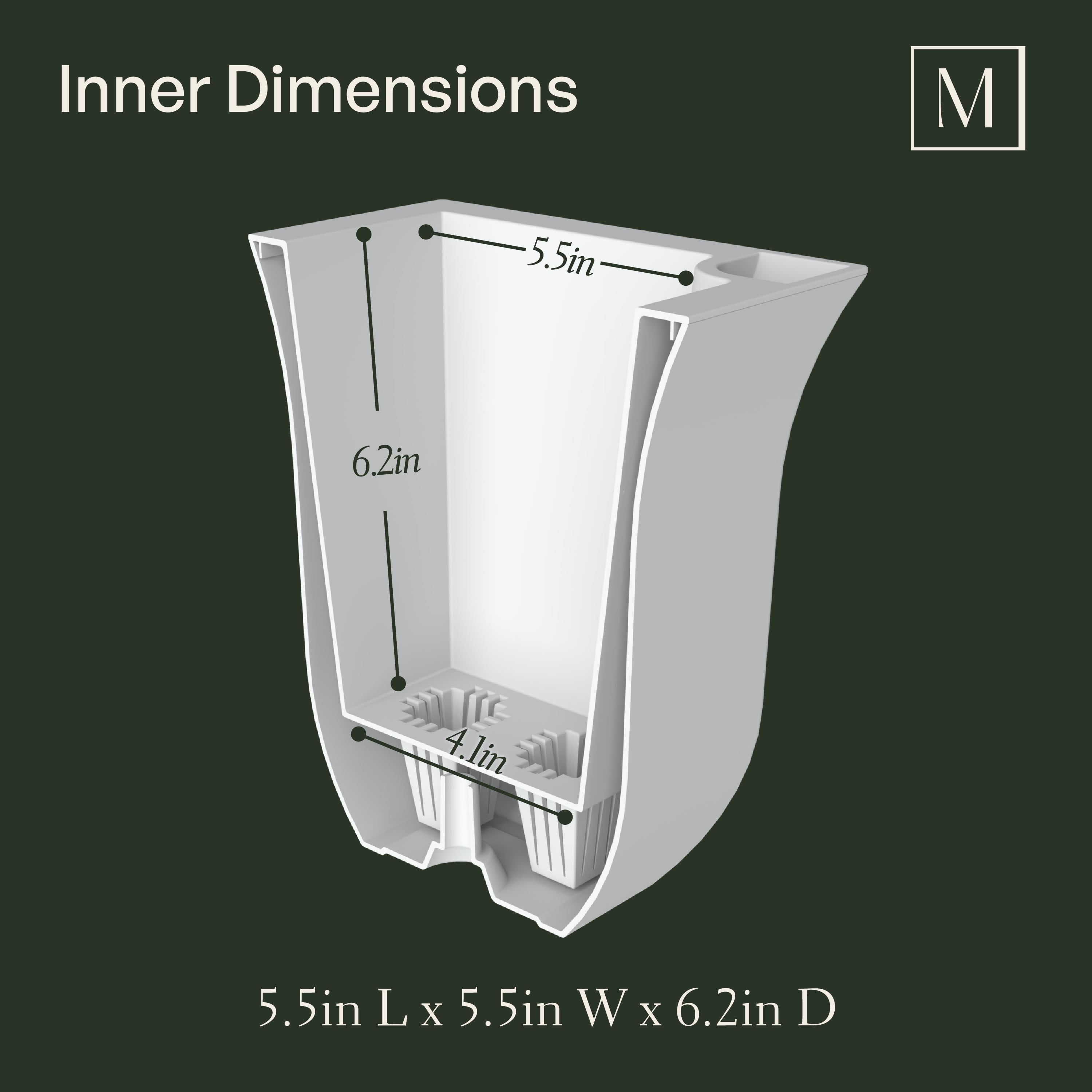 Mayne Valencia 7" x 7" x 8" Square Self Watering White Plastic Wall Mount Planter, 3-Pack